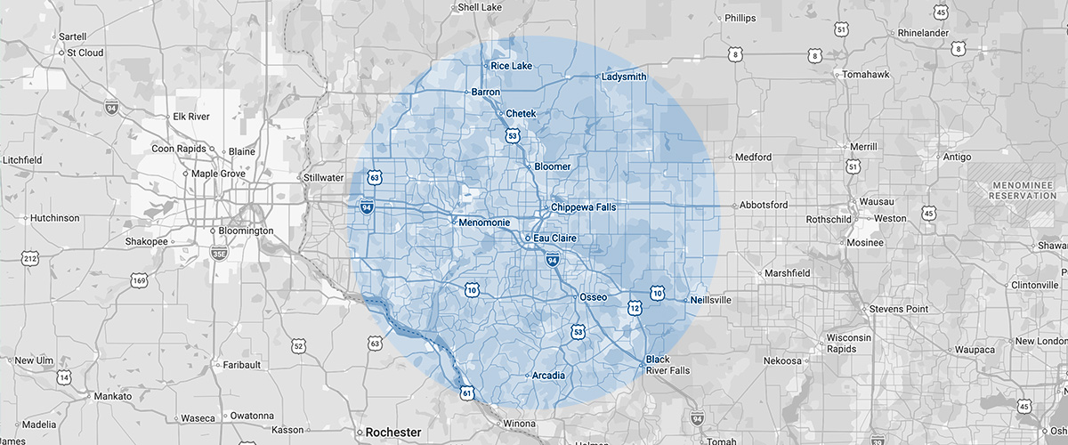 WI Fence Service Area Map